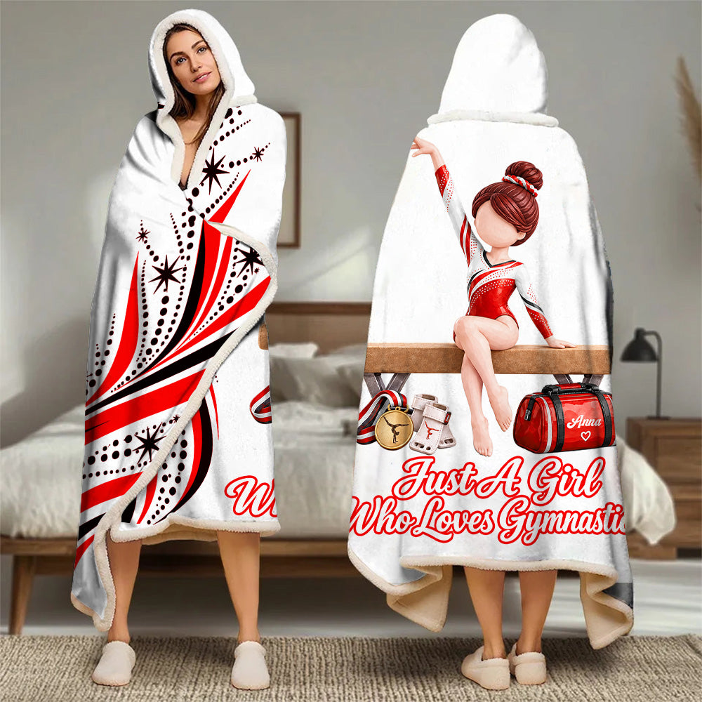Just A Girl Who Loves Gymnastics, Personalized Gymnastics Wearable Blanket Hoodie For Gymnastics Lovers, Gymnast A2110 T24 VN09