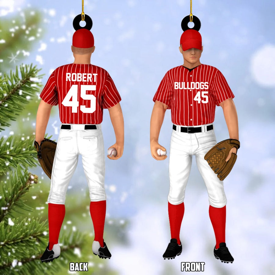 Baseball Player Acrylic Christmas Ornament Custom Name Number Baseball Team Gift H2511 Trna
