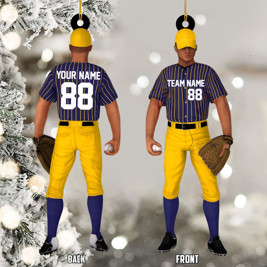 Baseball Player Acrylic Christmas Ornament Custom Name Number Baseball Team Gift H2511 Trna
