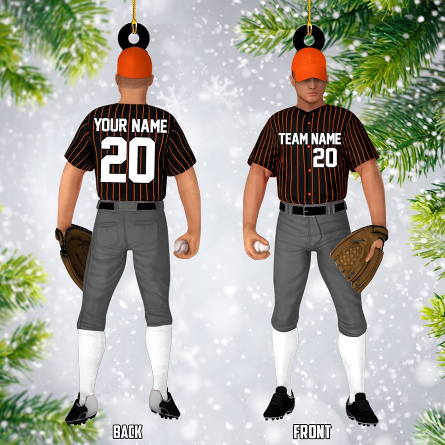 Baseball Player Acrylic Christmas Ornament Custom Name Number Baseball Team Gift H2511 Trna