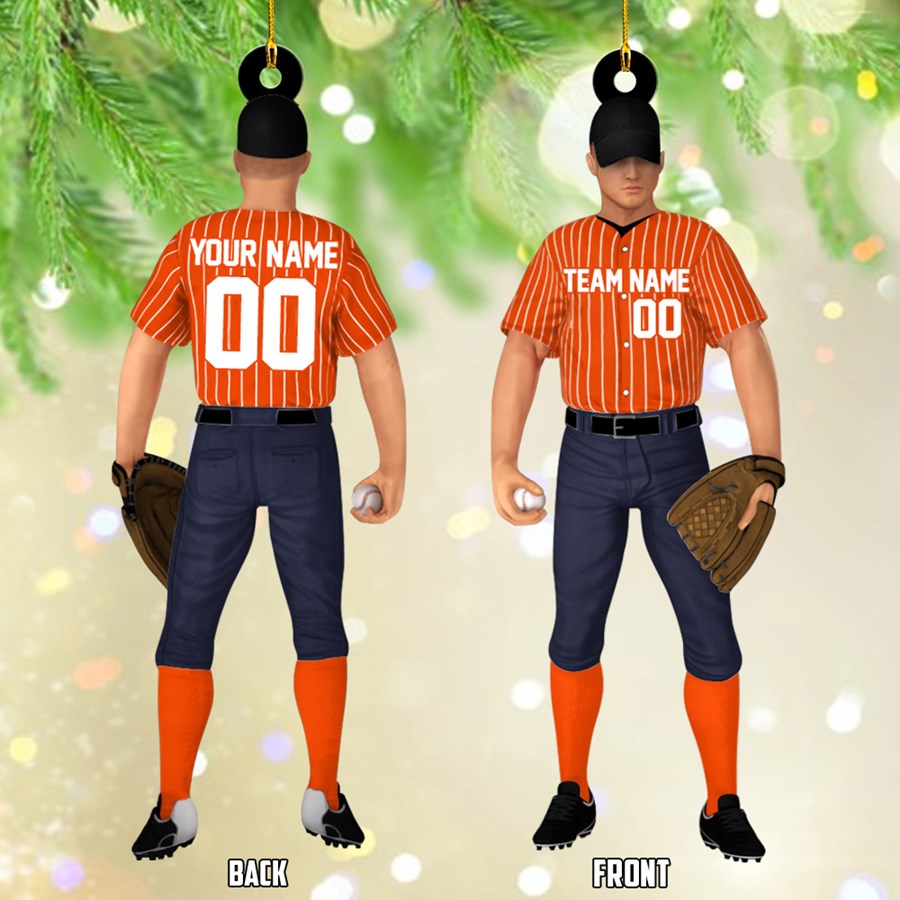 Baseball Player Acrylic Christmas Ornament Custom Name Number Baseball Team Gift H2511 Trna