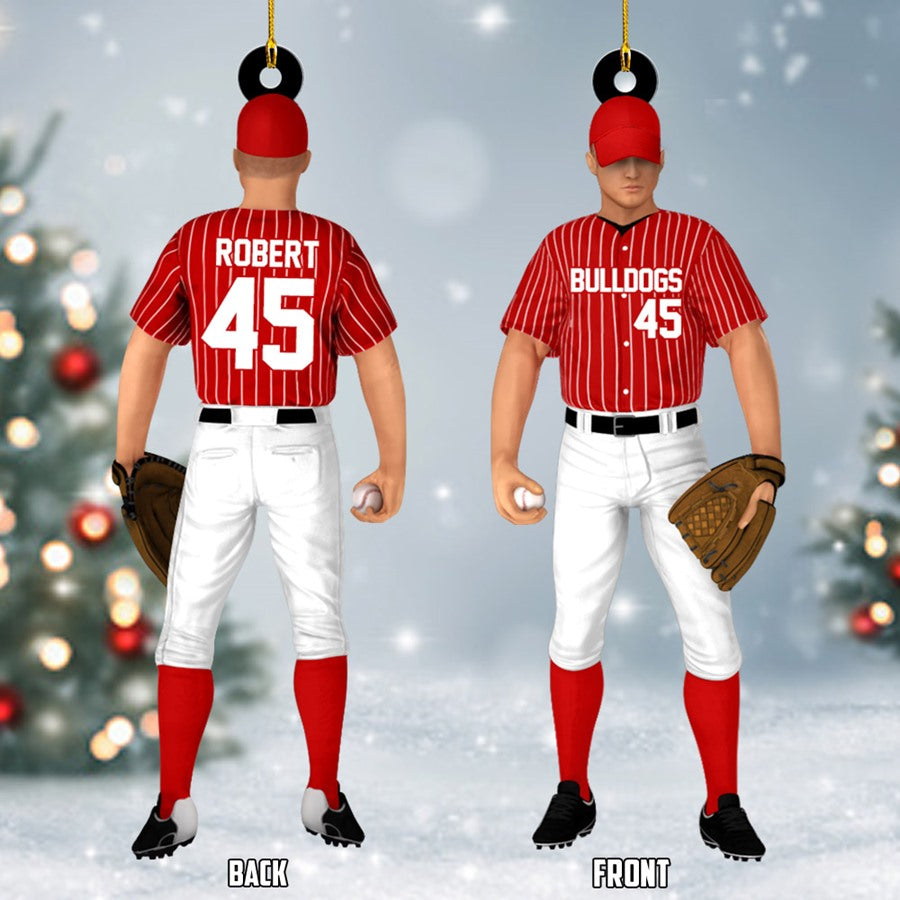 Baseball Player Acrylic Christmas Ornament Custom Name Number Baseball Team Gift H2511 Trna