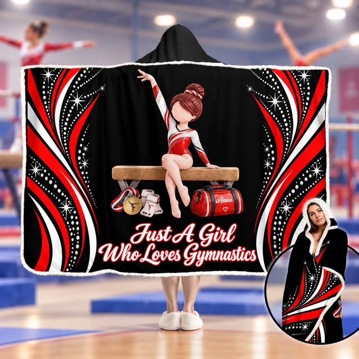 Just A Girl Who Loves Gymnastics, Personalized Gymnastics Wearable Blanket Hoodie For Gymnastics Lovers, Gymnast A2110 T24 VN09