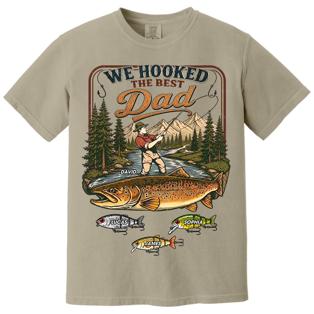 We Hooked The Best Dad, Personalized Fishing Dad Shirt With Custom Kids, Gift For Fishing Fathers Day, Gift For Dad Husband Grandpa MI209 Hv01