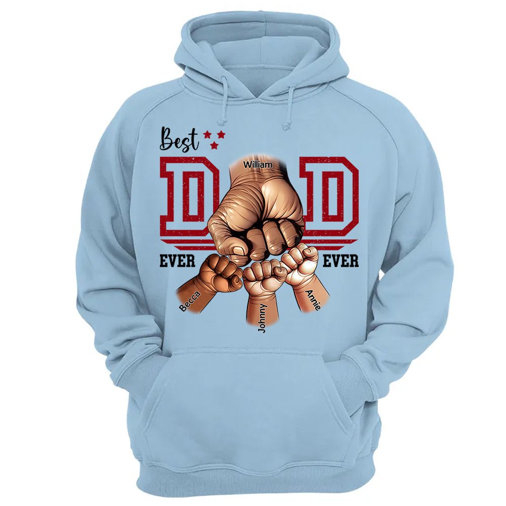 Best Dad Ever Personalized Shirt - Dad and Childs Fist Bump Custom Gift - Father's Day Best Dad Ever - Custom Name Hand Kid Names Gift