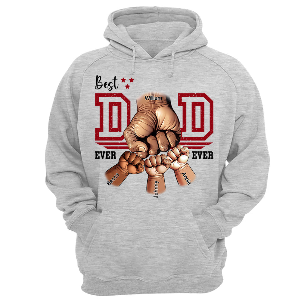 Best Dad Ever Personalized Shirt - Dad and Childs Fist Bump Custom Gift - Father's Day Best Dad Ever - Custom Name Hand Kid Names Gift