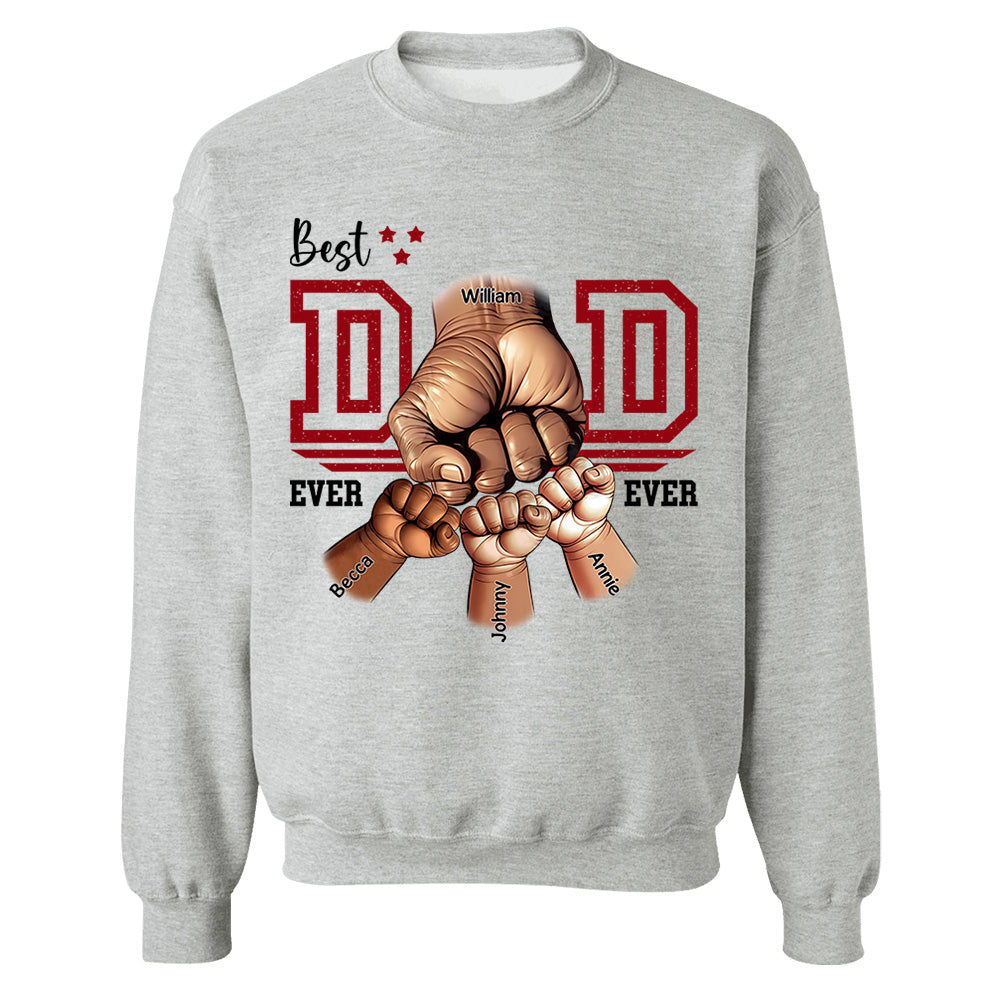 Best Dad Ever Personalized Shirt - Dad and Childs Fist Bump Custom Gift - Father's Day Best Dad Ever - Custom Name Hand Kid Names Gift