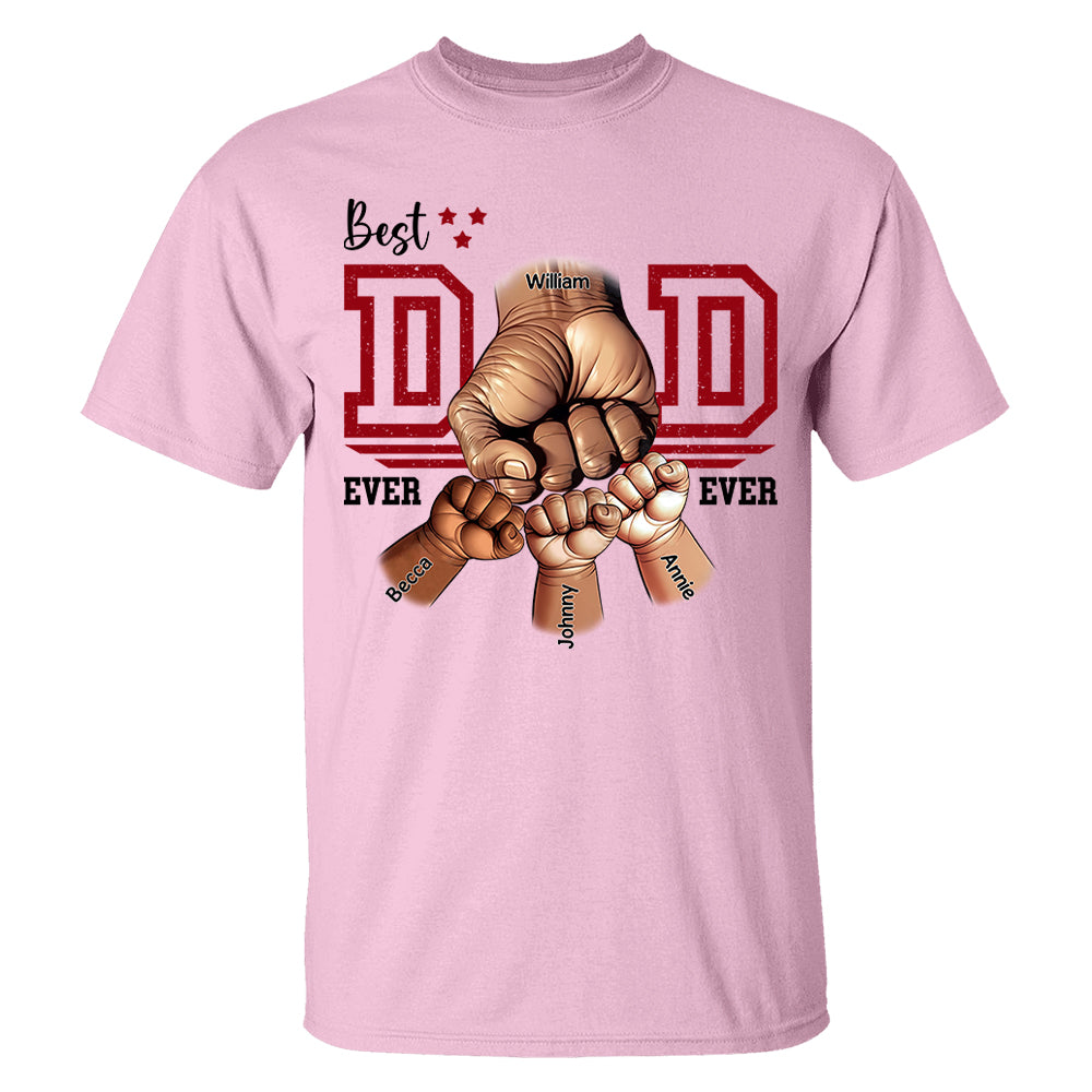 Best Dad Ever Personalized Shirt - Dad and Childs Fist Bump Custom Gift - Father's Day Best Dad Ever - Custom Name Hand Kid Names Gift