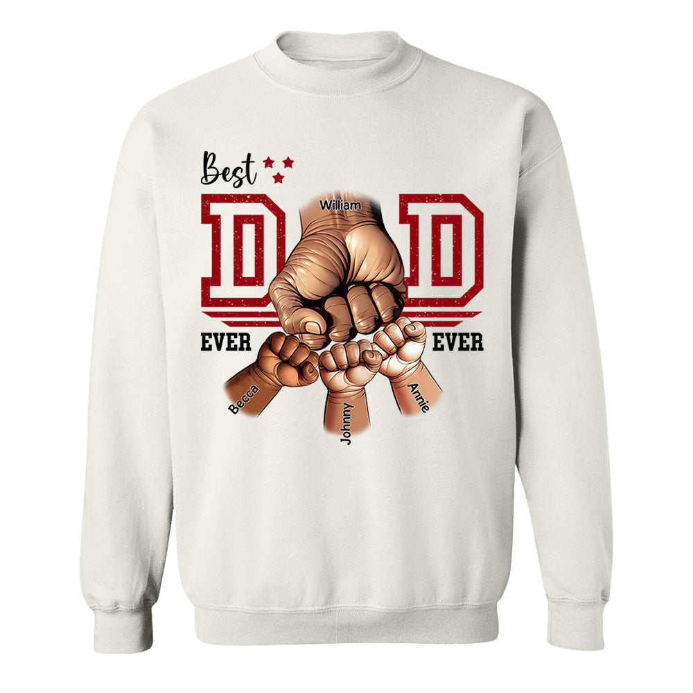 Best Dad Ever Personalized Shirt - Dad and Childs Fist Bump Custom Gift - Father's Day Best Dad Ever - Custom Name Hand Kid Names Gift