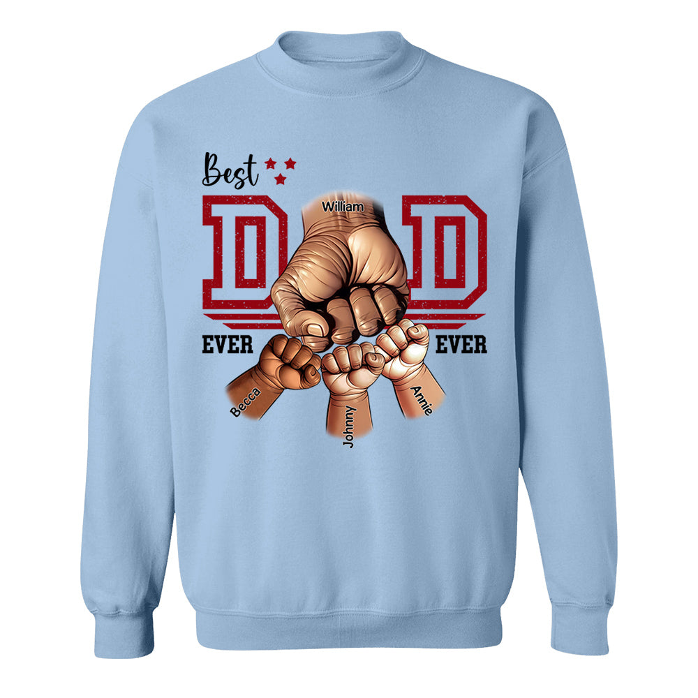 Best Dad Ever Personalized Shirt - Dad and Childs Fist Bump Custom Gift - Father's Day Best Dad Ever - Custom Name Hand Kid Names Gift