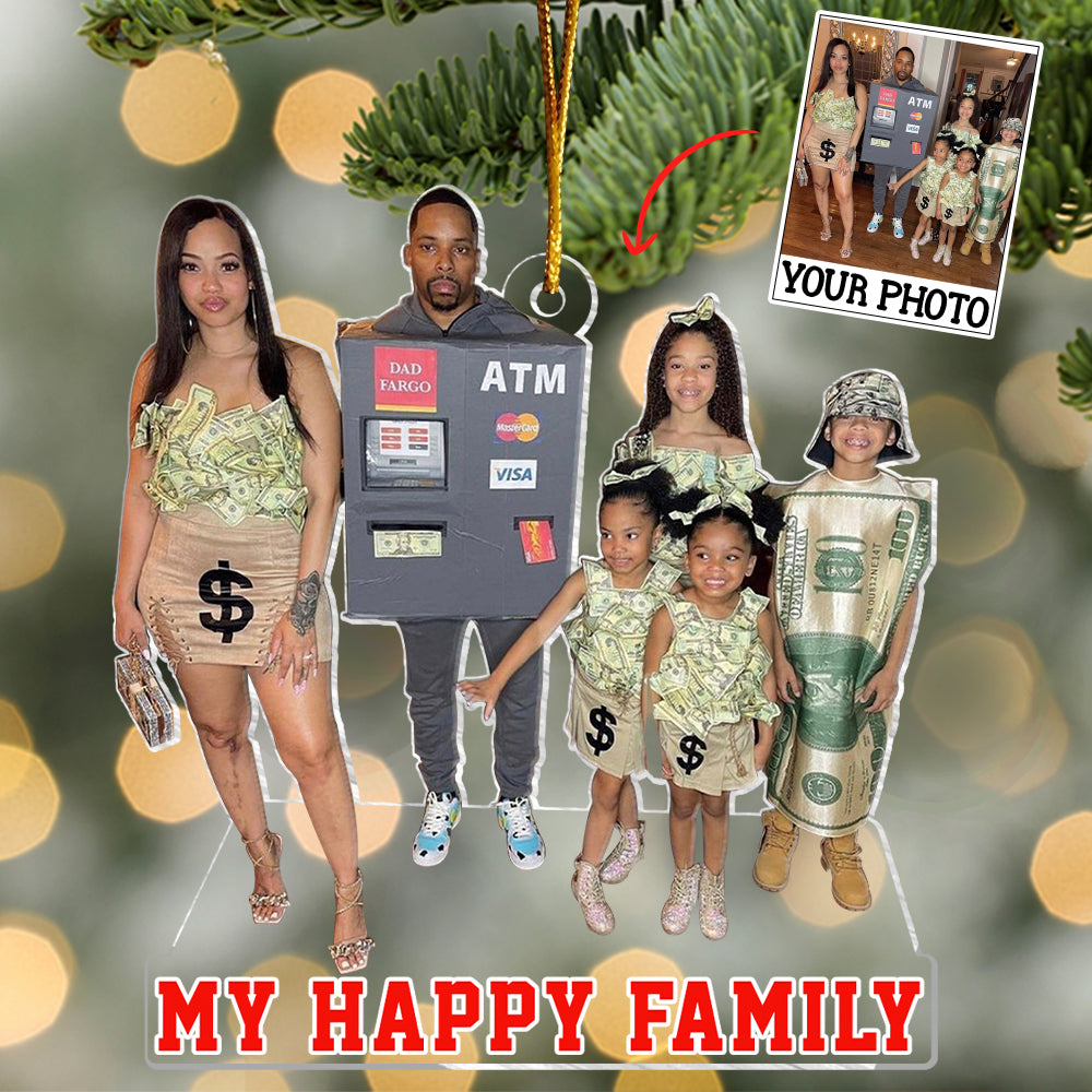 Custom Photo Ornament Gift For Family - Personalized Photo First Christmas Family Ornament