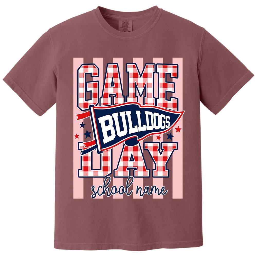 Game Day Striped School Mascot Shirt, Personalized Football School Spirit, Gifts For Teacher Student MI209 Hv01