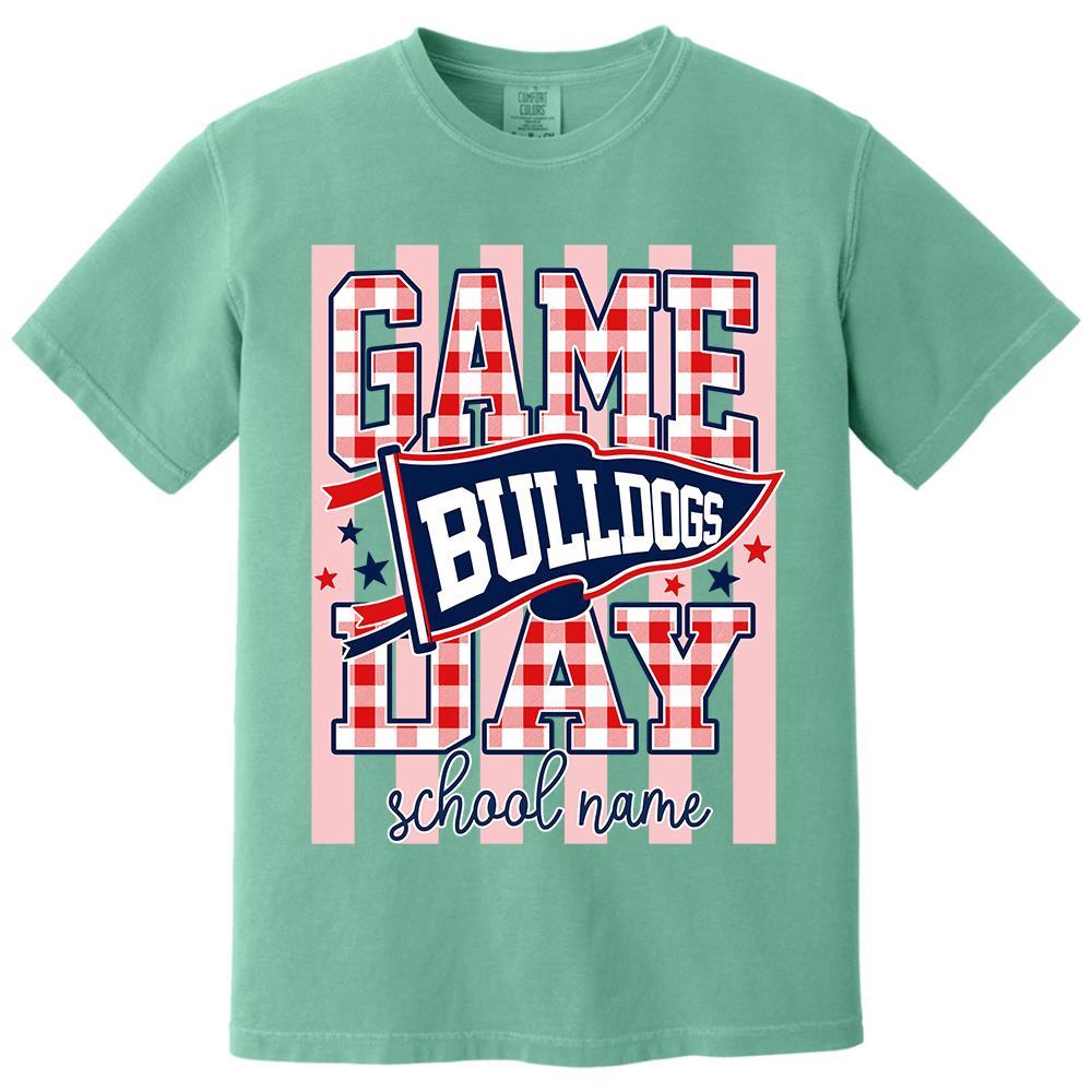Game Day Striped School Mascot Shirt, Personalized Football School Spirit, Gifts For Teacher Student MI209 Hv01
