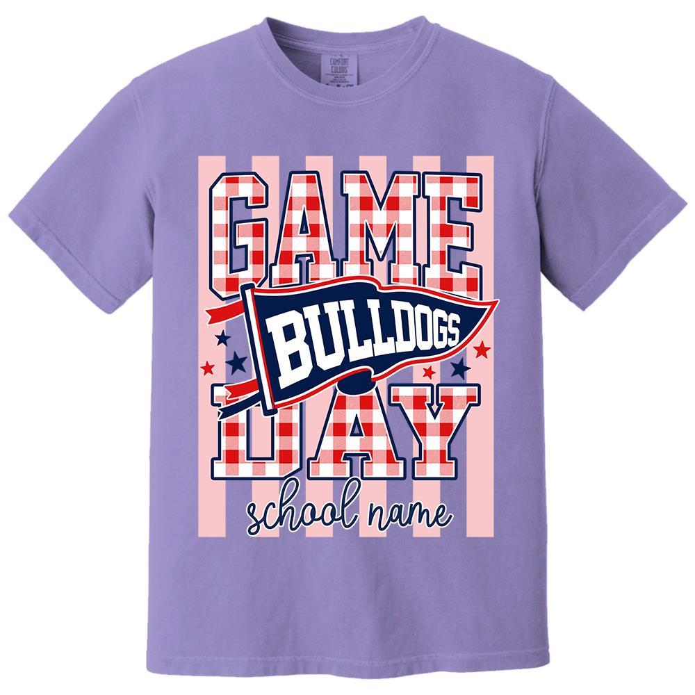 Game Day Striped School Mascot Shirt, Personalized Football School Spirit, Gifts For Teacher Student MI209 Hv01