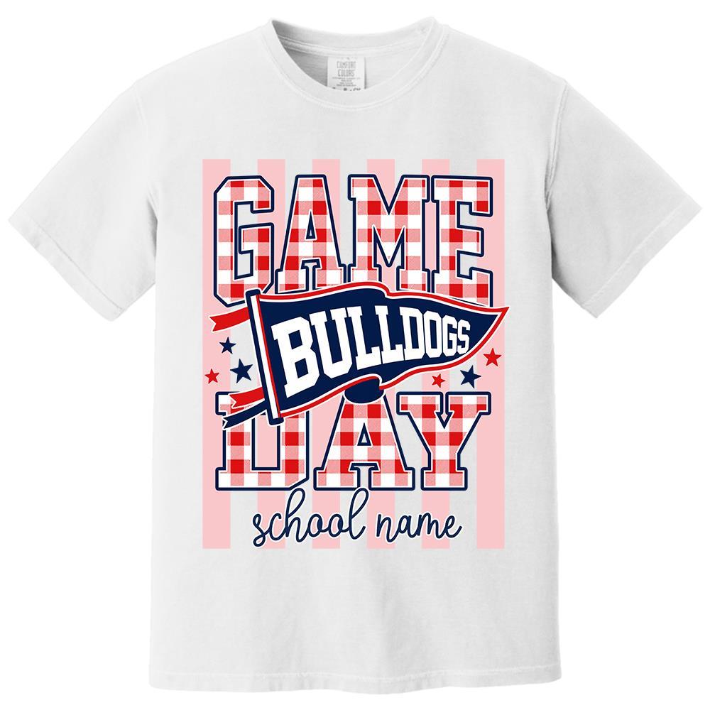 Game Day Striped School Mascot Shirt, Personalized Football School Spirit, Gifts For Teacher Student MI209 Hv01