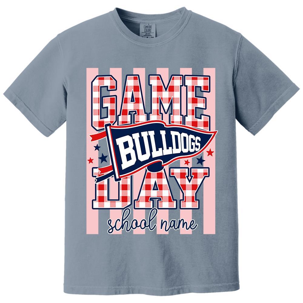 Game Day Striped School Mascot Shirt, Personalized Football School Spirit, Gifts For Teacher Student MI209 Hv01