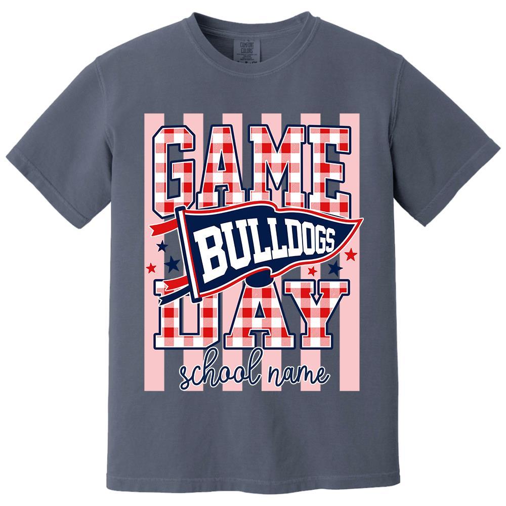 Game Day Striped School Mascot Shirt, Personalized Football School Spirit, Gifts For Teacher Student MI209 Hv01