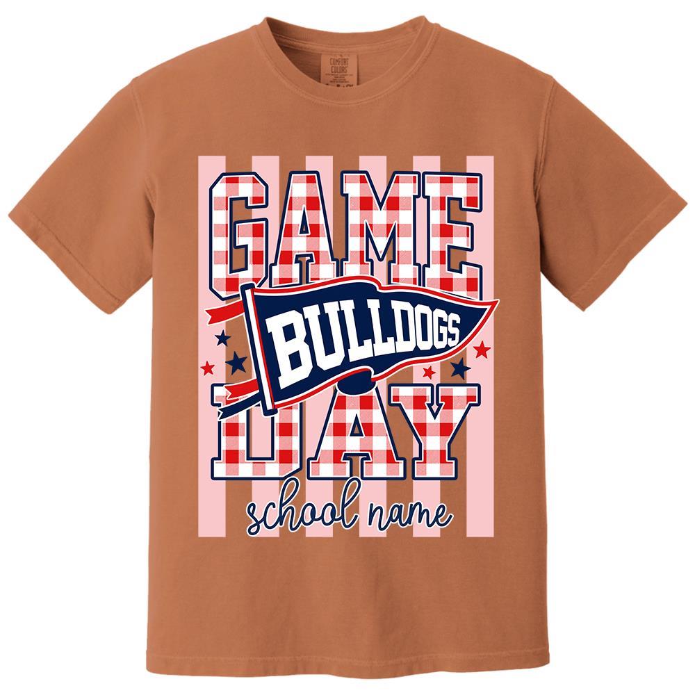 Game Day Striped School Mascot Shirt, Personalized Football School Spirit, Gifts For Teacher Student MI209 Hv01