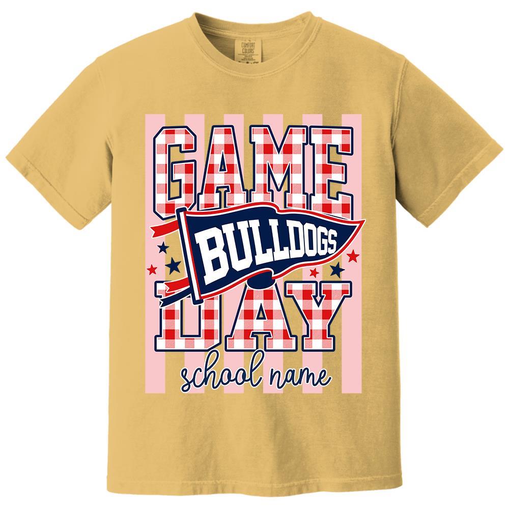 Game Day Striped School Mascot Shirt, Personalized Football School Spirit, Gifts For Teacher Student MI209 Hv01