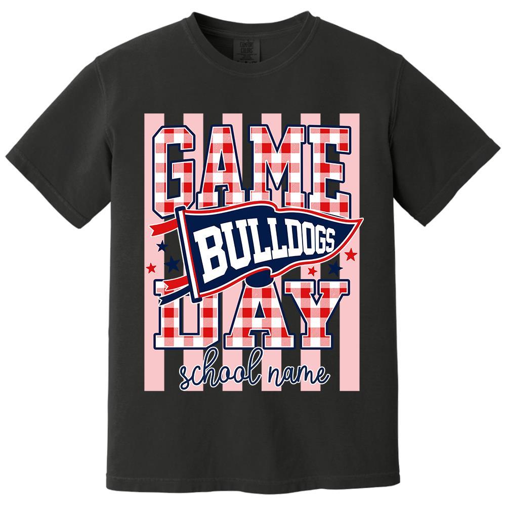 Game Day Striped School Mascot Shirt, Personalized Football School Spirit, Gifts For Teacher Student MI209 Hv01