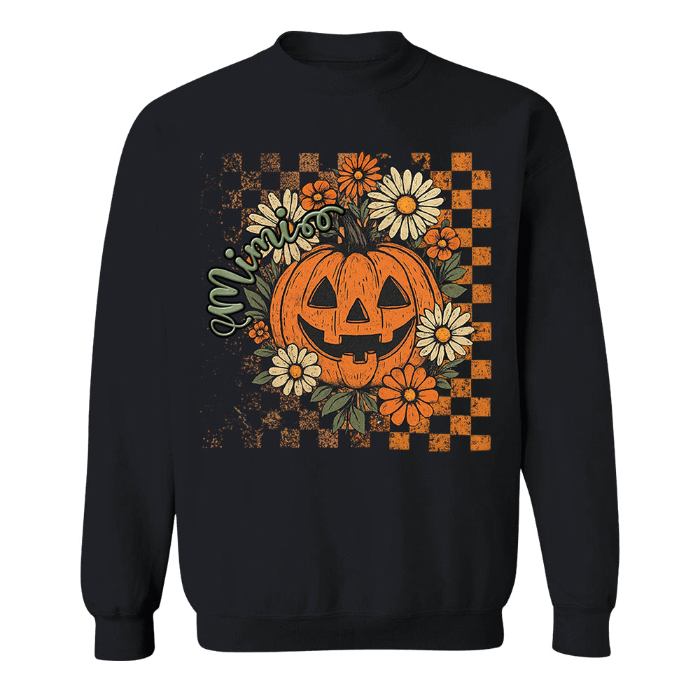 Personalized Mimi Retro Floral Pumpkin Shirts, Custom Halloween Gift for Grandma With Grandkids' Names Vr2 Nh00