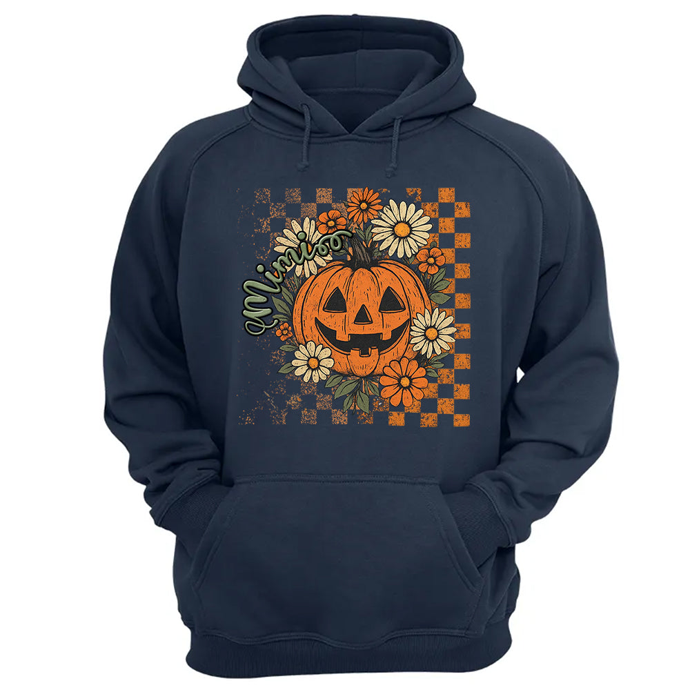 Personalized Mimi Retro Floral Pumpkin Shirts, Custom Halloween Gift for Grandma With Grandkids' Names Vr2 Nh00
