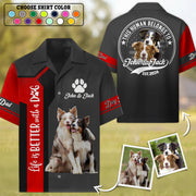 Life Is Better With A Dog - Personalized Short Sleeve Silk Shirt - Custom Photo Dog Gift For Dog Lover T1807