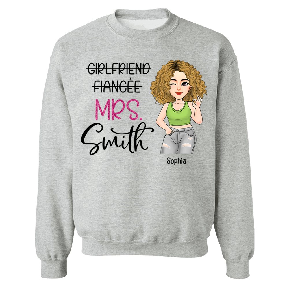 Custom Mrs Last Name Engagement Shirt For Honeymoon Pa00