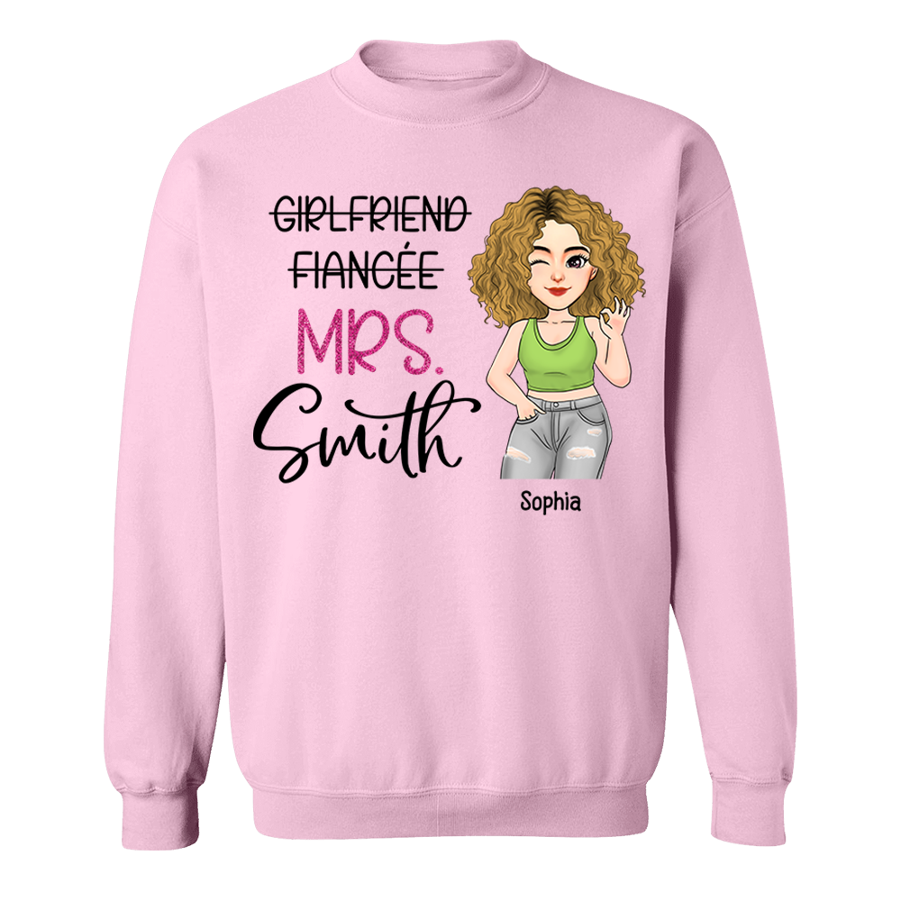 Custom Mrs Last Name Engagement Shirt For Honeymoon Pa00