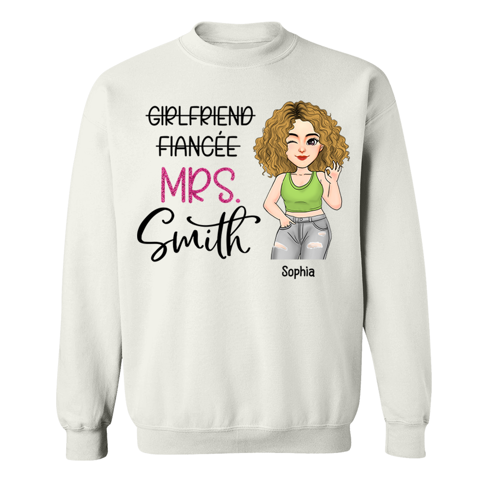 Custom Mrs Last Name Engagement Shirt For Honeymoon Pa00