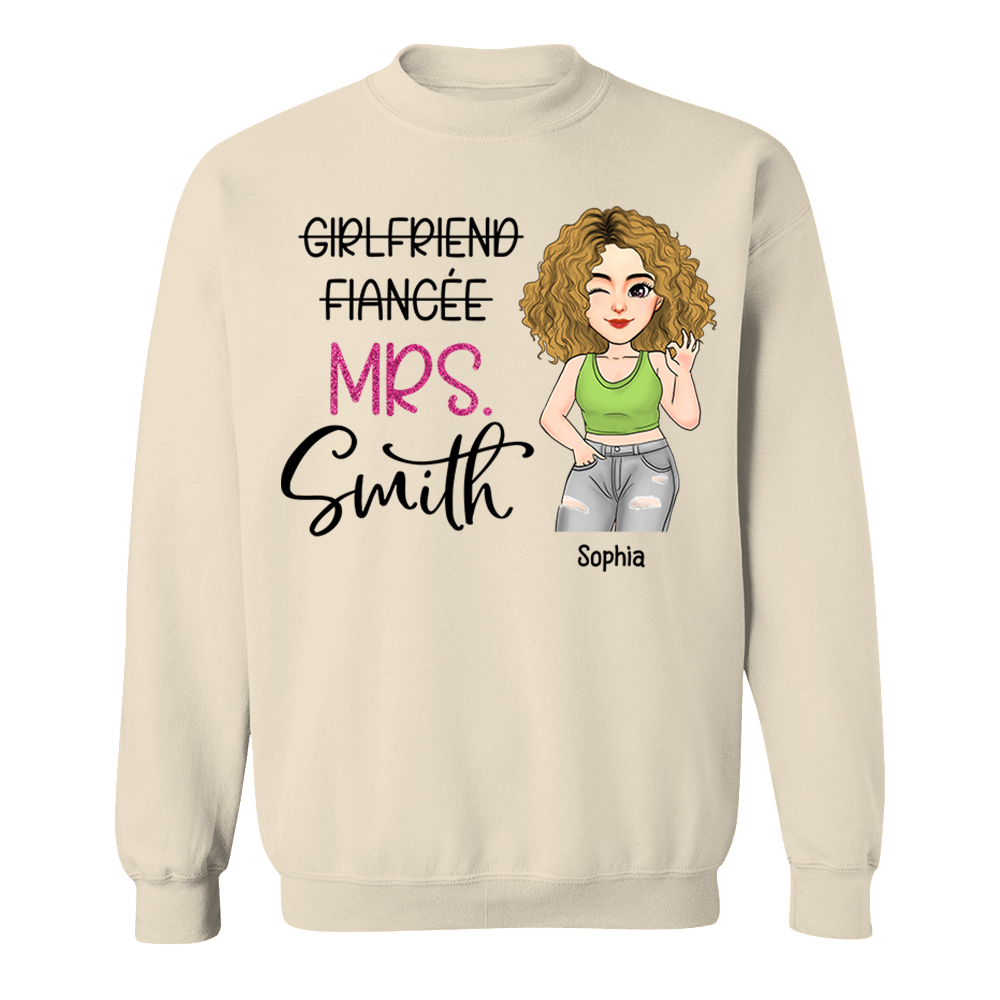 Custom Mrs Last Name Engagement Shirt For Honeymoon Pa00