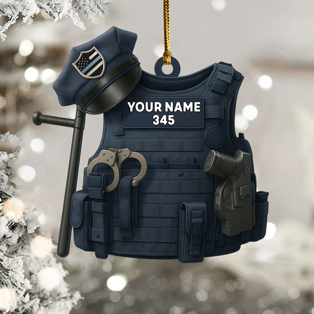 Police Bulletproof Personalized Ornament Gifts For Police Policeman New Do99
