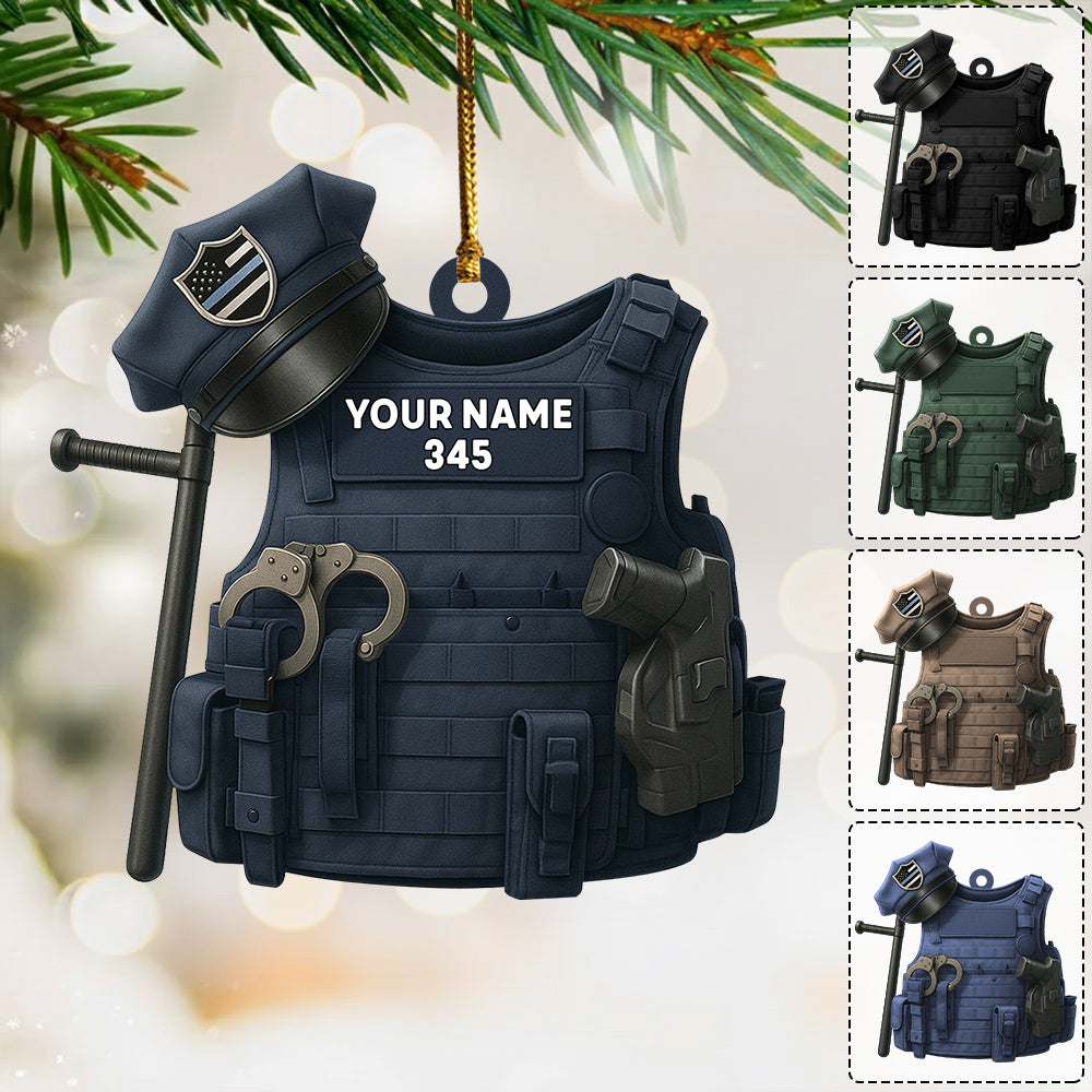 Police Bulletproof Personalized Ornament Gifts For Police Policeman New Do99