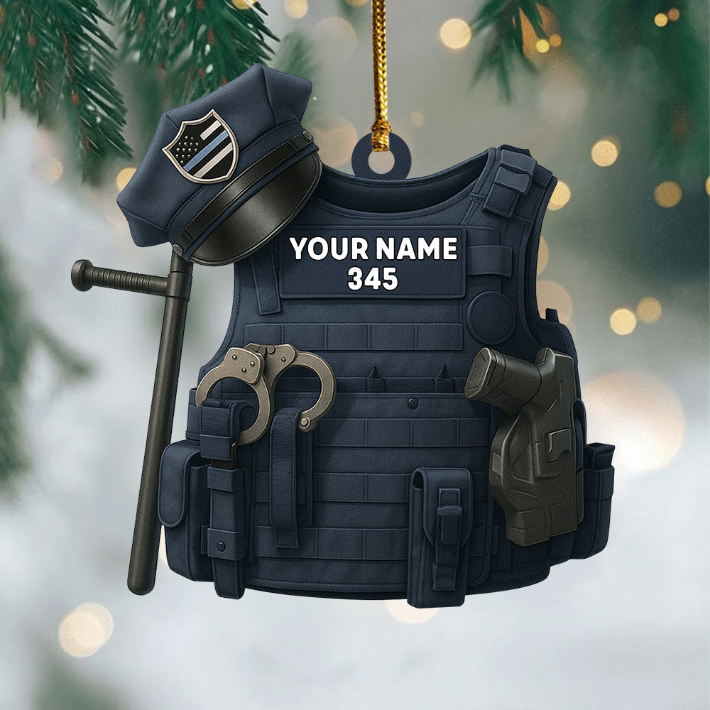 Police Bulletproof Personalized Ornament Gifts For Police Policeman New Do99
