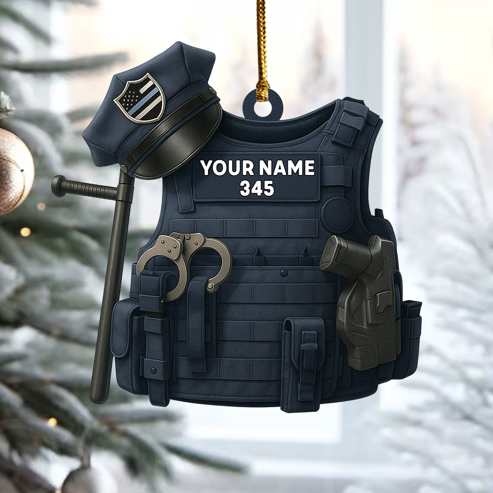 Police Bulletproof Personalized Ornament Gifts For Police Policeman New Do99
