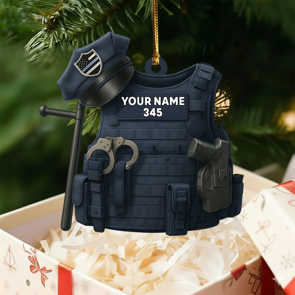 Police Bulletproof Personalized Ornament Gifts For Police Policeman New Do99