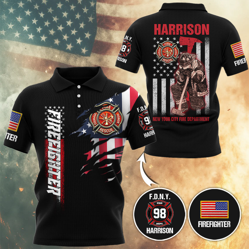 Personalized Firefighter Shirts Custom Name And Department Fireman All Over Print Shirt T1807  Hv01