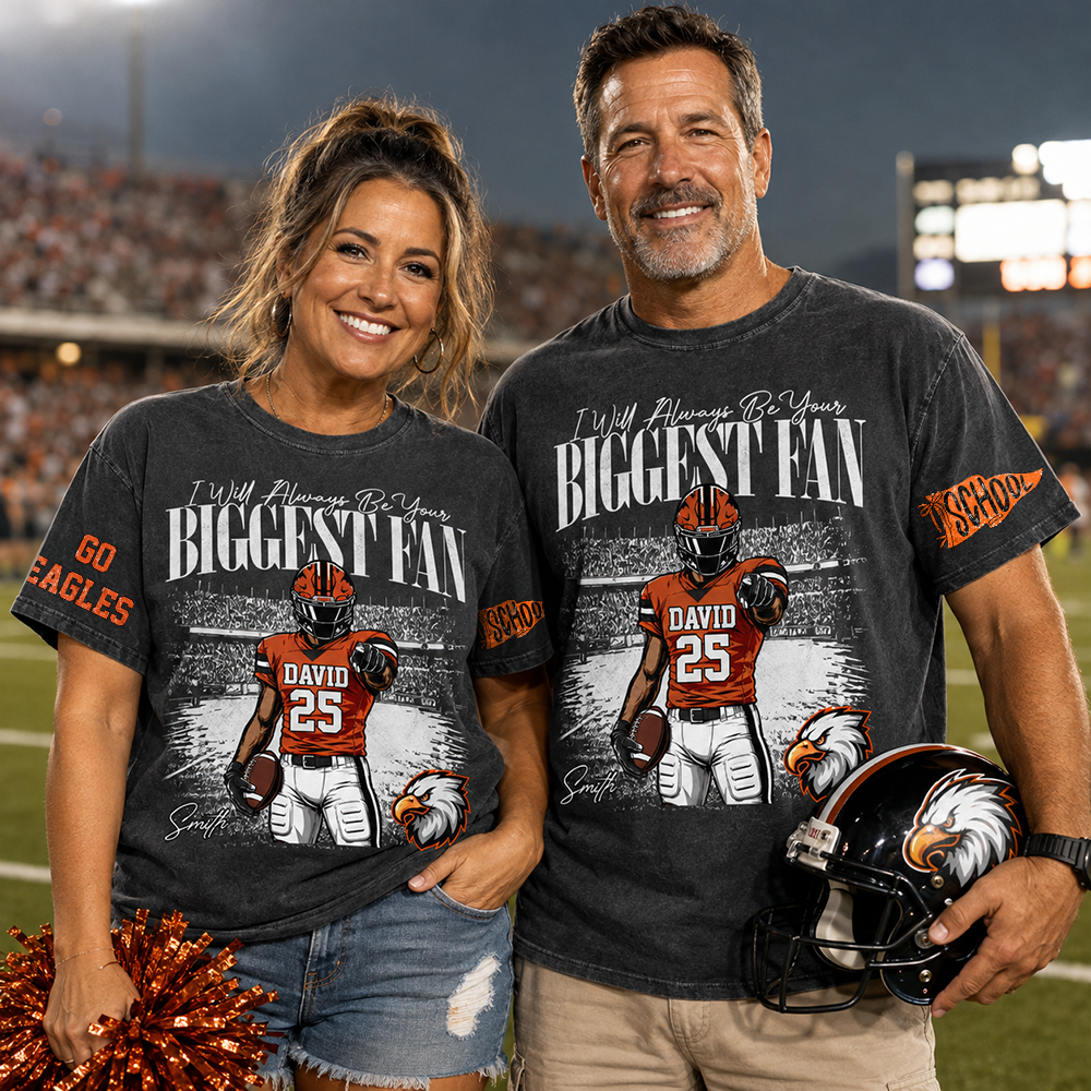 I'll Always Be Your Biggest Fan, Personalized Vintage “Biggest Fan” Football Shirt, Custom School Team Name, Gift For Football Lovers T1807 Hv01