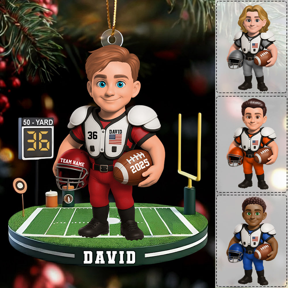 Personalized Football Player Ornament -  Gift For Football Lovers - Christmas Ornament A2110