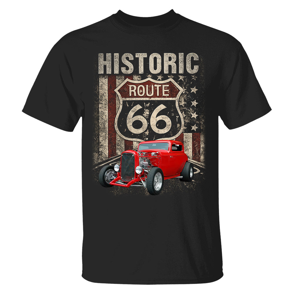 Historic U.S.A. Route 66 - Custom Photo Car Shirt - Gift For Car Lovers A2110 Pt99