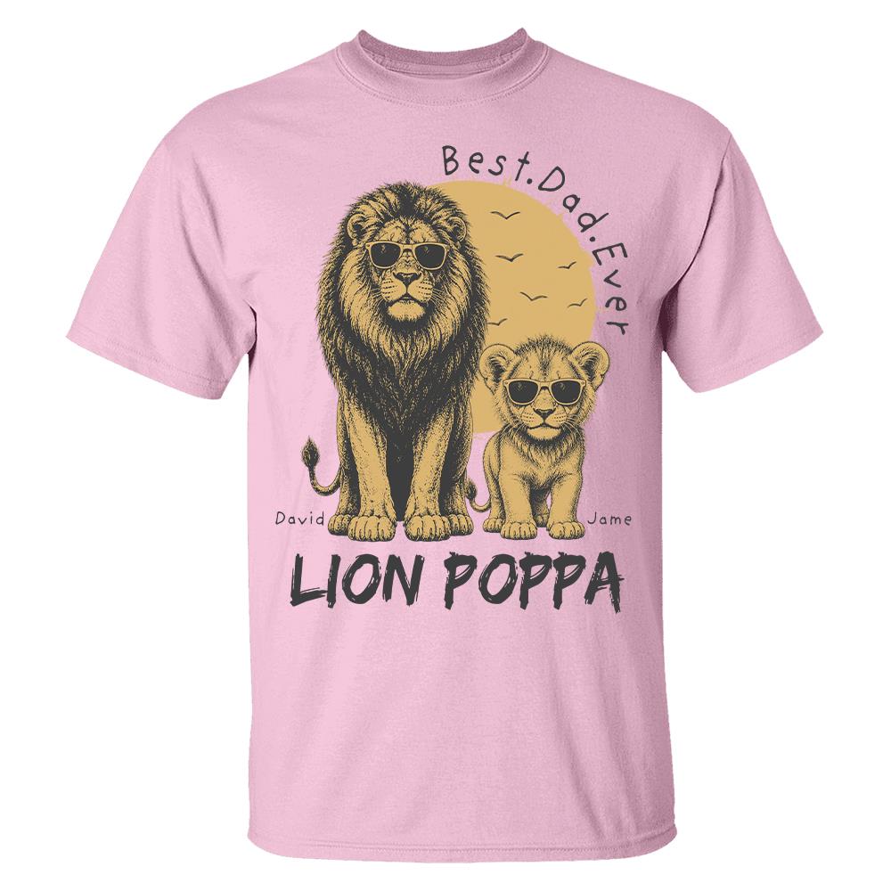 Retro Vintage Lion Dad And Kids Daddy Protector - Personalized Shirt - Cool Father's Day Gift For Dad, Husband Hv01