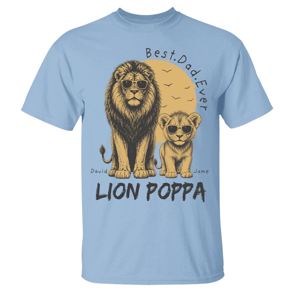 Retro Vintage Lion Dad And Kids Daddy Protector - Personalized Shirt - Cool Father's Day Gift For Dad, Husband Hv01
