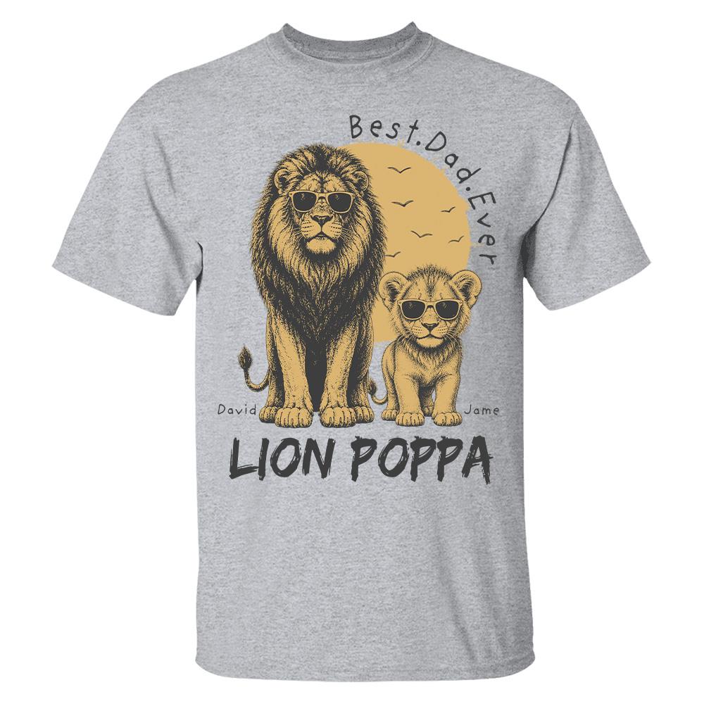 Retro Vintage Lion Dad And Kids Daddy Protector - Personalized Shirt - Cool Father's Day Gift For Dad, Husband Hv01