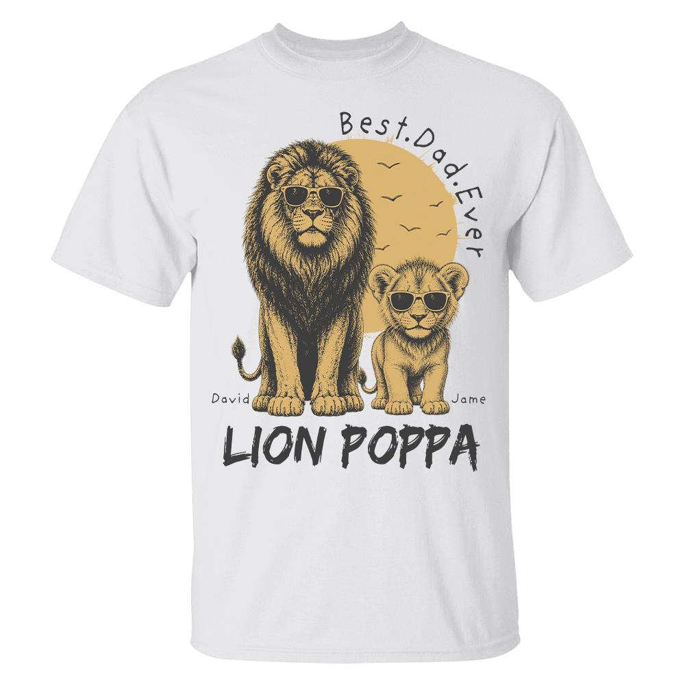 Retro Vintage Lion Dad And Kids Daddy Protector - Personalized Shirt - Cool Father's Day Gift For Dad, Husband Hv01
