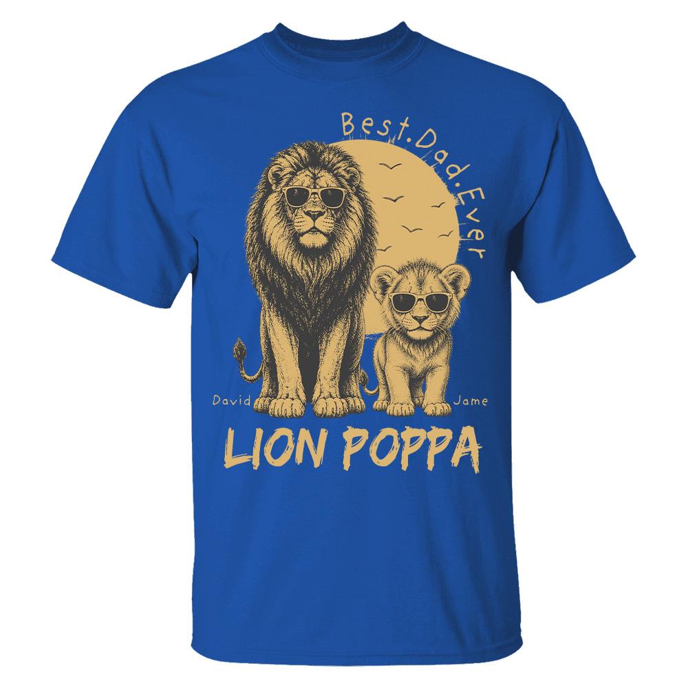 Retro Vintage Lion Dad And Kids Daddy Protector - Personalized Shirt - Cool Father's Day Gift For Dad, Husband Hv01