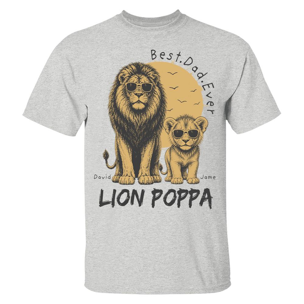 Retro Vintage Lion Dad And Kids Daddy Protector - Personalized Shirt - Cool Father's Day Gift For Dad, Husband Hv01