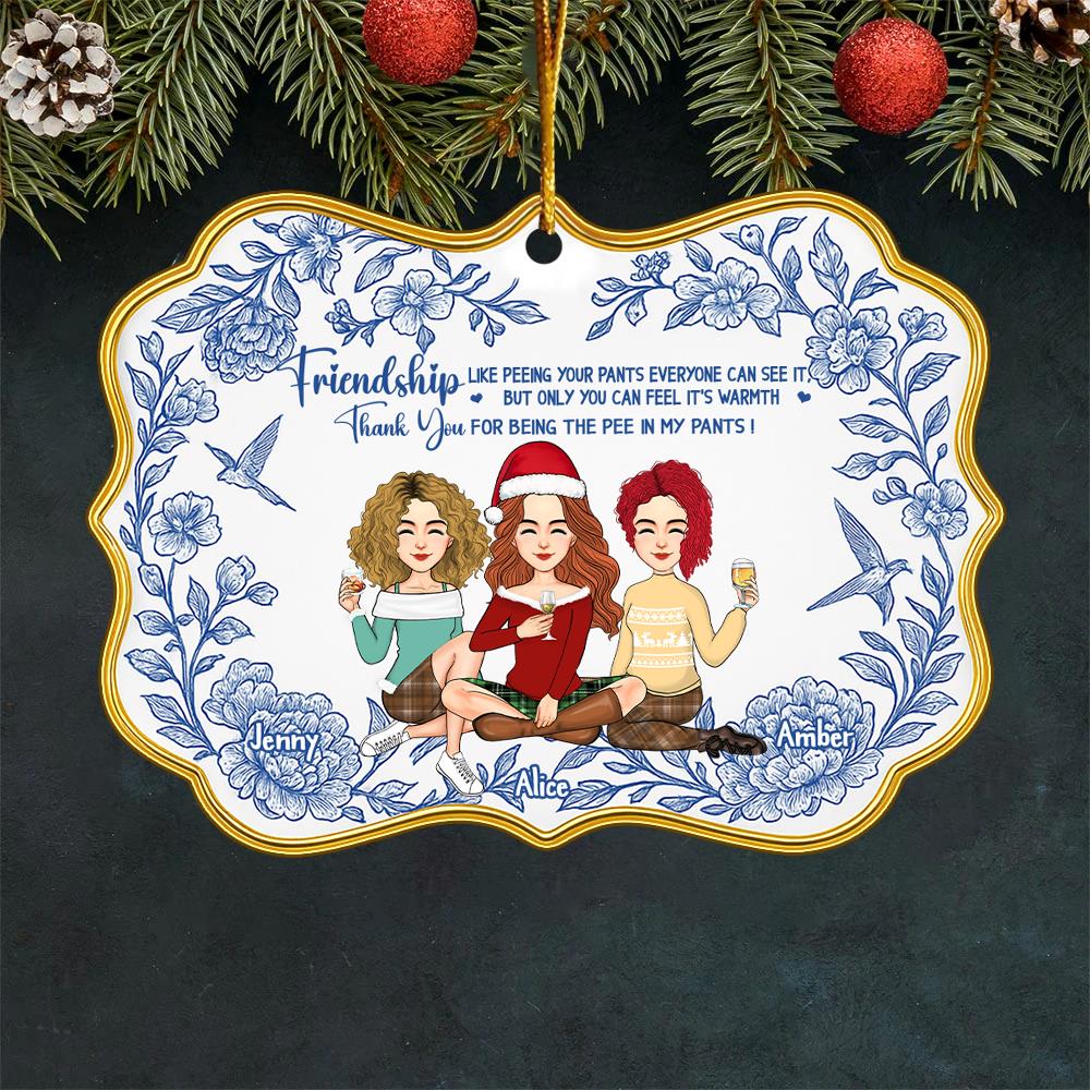 Friendship Like Peeing Your Pants Personalized Toile De Jouy Style  Acrylic Ornament - Best Friend Christmas  NH00