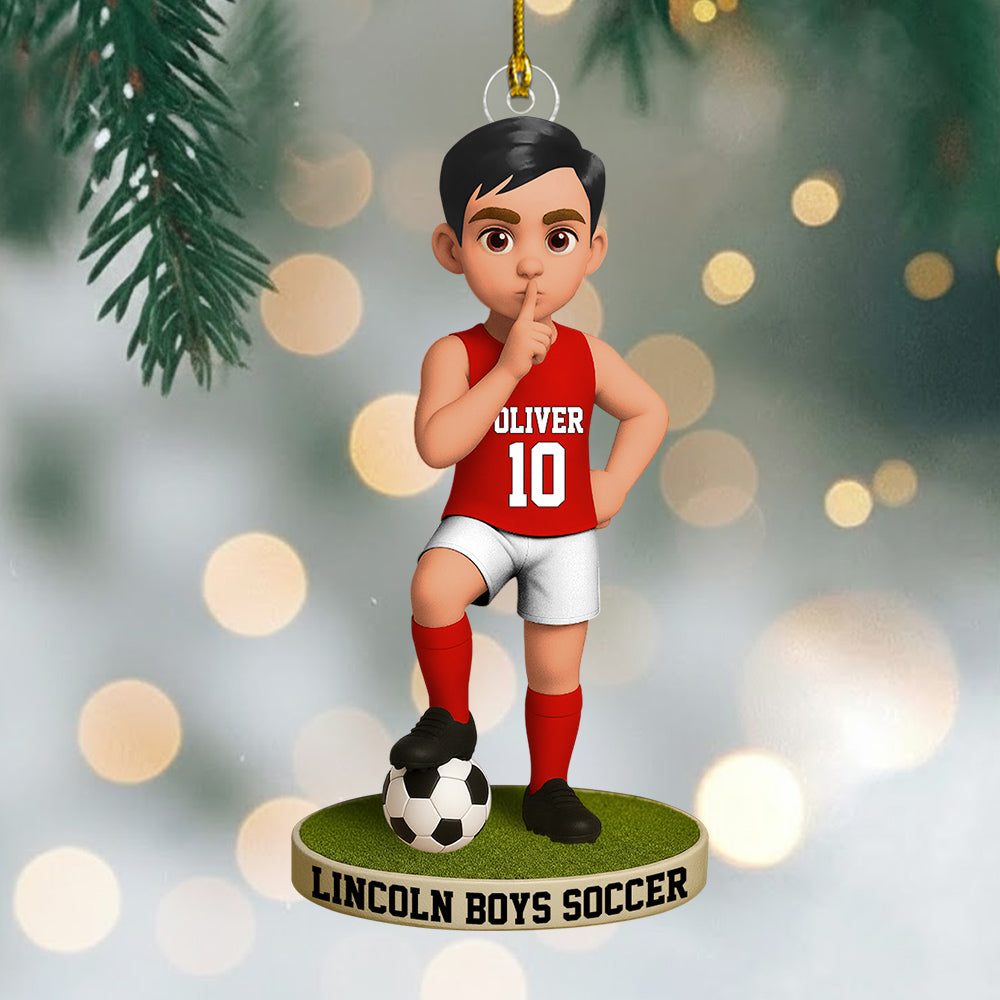 Christmas Soccer Lover, Christmas Ornament, Personalized Acrylic Ornament T1807