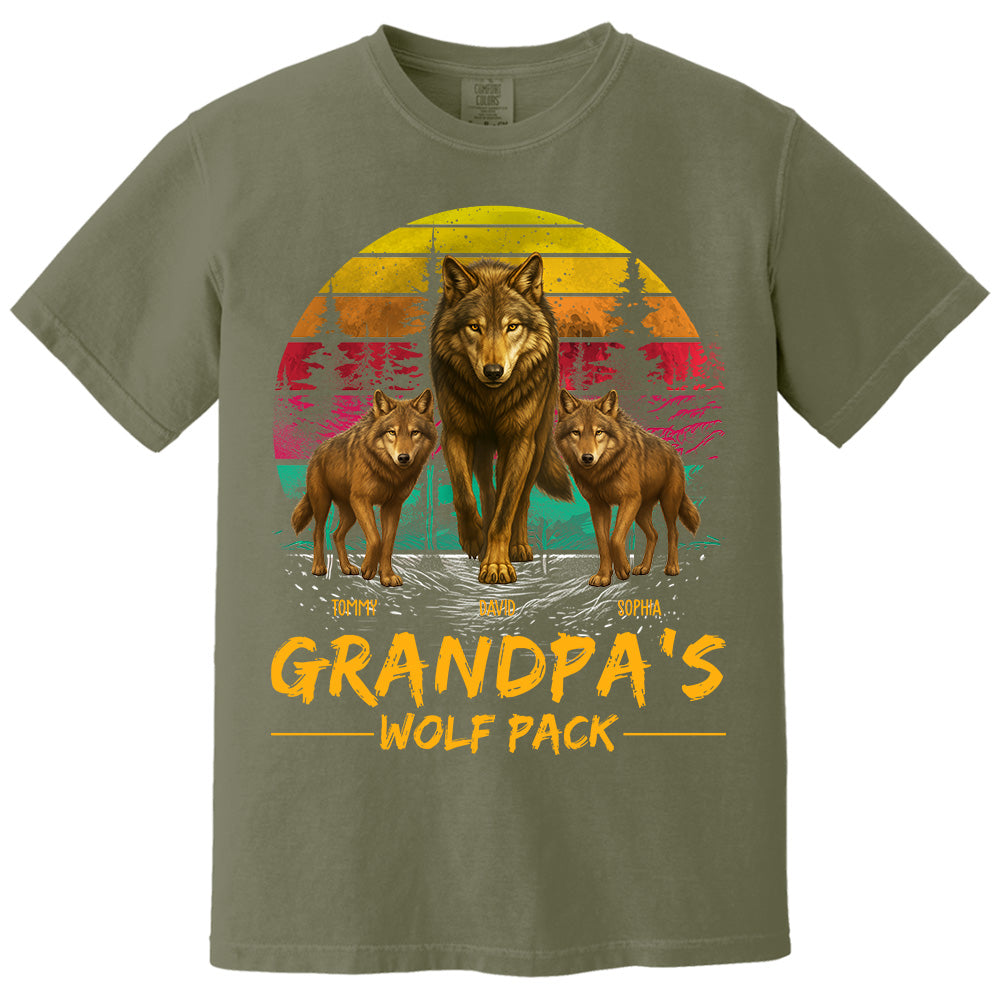 Grandpa Wolf Pack Personalized Vintage Shirt For Grandpa Pt99