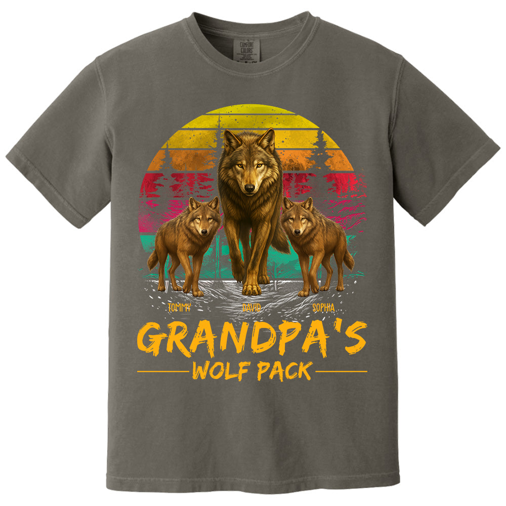 Grandpa Wolf Pack Personalized Vintage Shirt For Grandpa Pt99